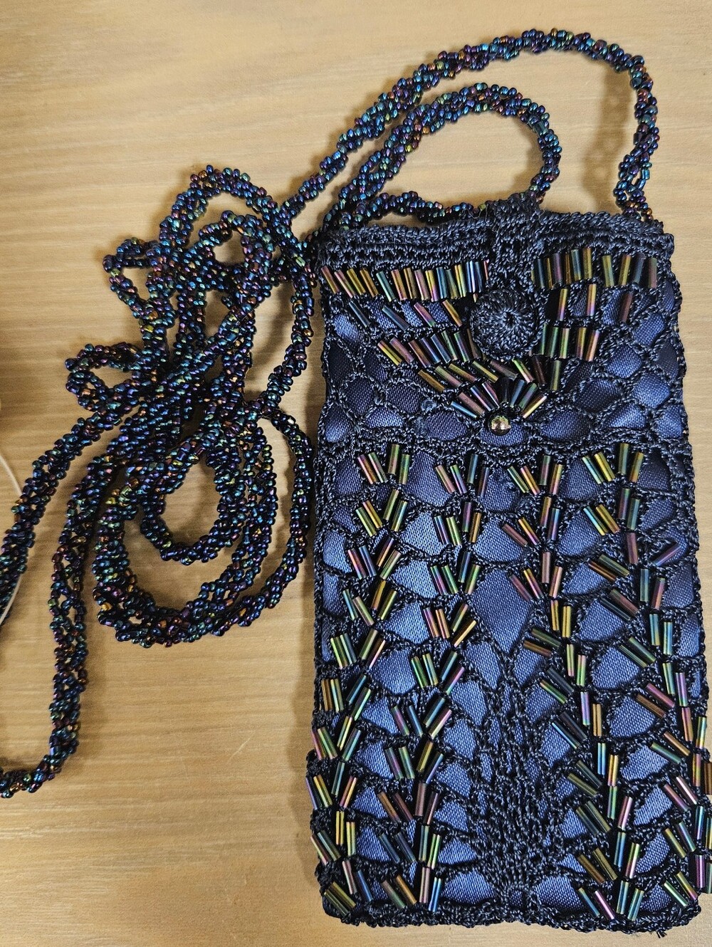 Vintage EJ Enterprises C. Marie Glass Embroidered Woven Mini Crossbody Travel